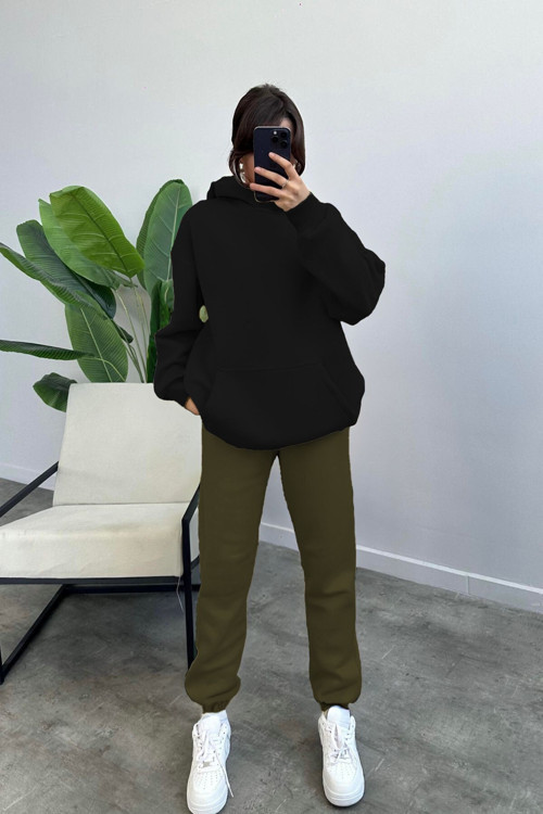 Kadın Kapşonlu Sweatshirt Jogger Eşofman Takımı