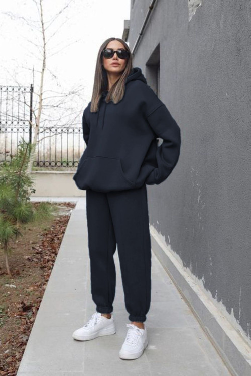 Kadın Oversize Spor Kapşonlu Günlük Jogger Paçası Lastikli Eşofman Takımı