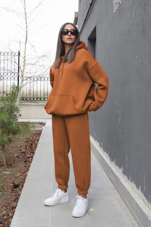 Kadın Oversize Spor Kapşonlu Günlük Jogger Paçası Lastikli Eşofman Takımı