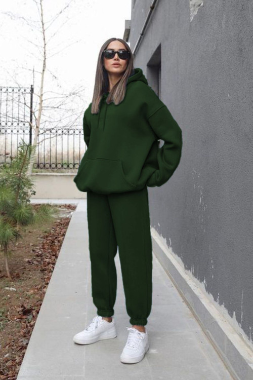 Kadın Oversize Spor Kapşonlu Günlük Jogger Paçası Lastikli Eşofman Takımı
