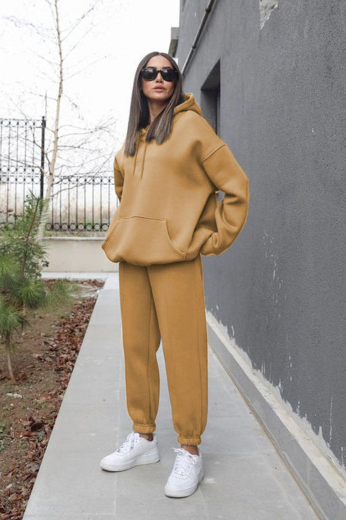 Kadın Oversize Spor Kapşonlu Günlük Jogger Paçası Lastikli Eşofman Takımı