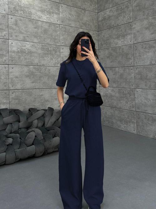 Kadın Kısa Kollu Penye Likralı Full Esnek Süper Yüksek Bel Takım