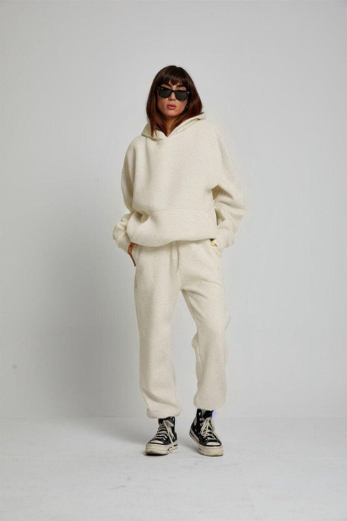 Kadın 3 İplik Oversize Rahat Kalın Kapşonlu Eşofman Takımı