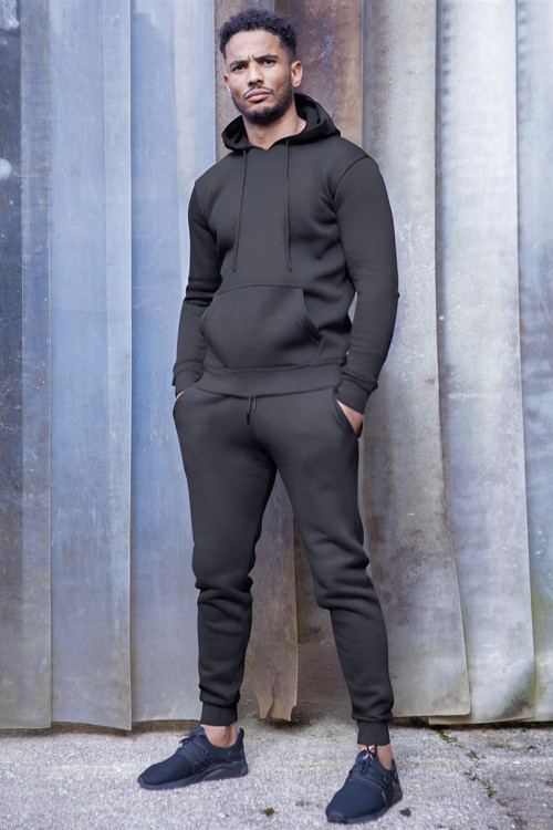 Erkek Oversize 3 İplik Şardonlu Kanguru Cepli Kapşonlu Eşofman Takımı