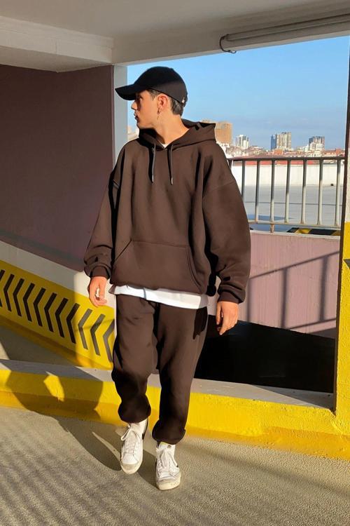 Erkek Oversize Kalıp Kalın Rahat Pamuklu Eşofman Takımı Premium Quality