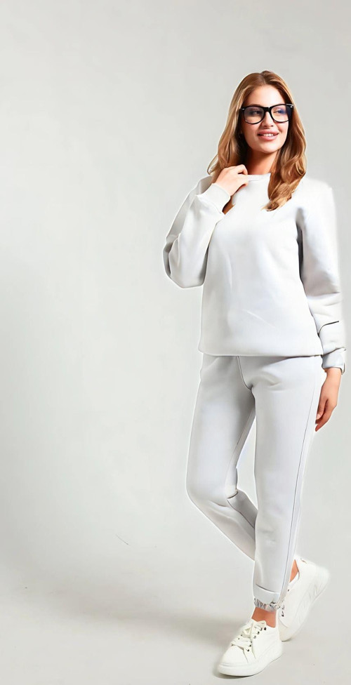 Sweatshirt Jogger Beli Ve Paçası Lastikli Kadın 3 İplik Eşofman Takımı Pamuklu