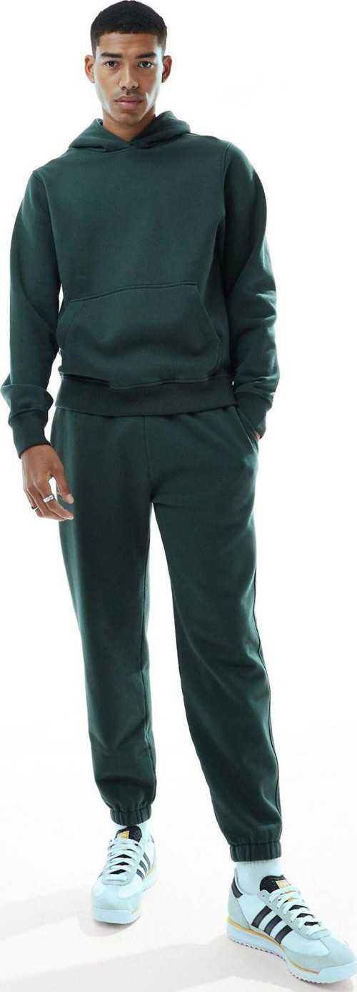 Erkek Trend 3İplik Şardonlu Oversize Baskısız Paçası Lastikli Eşofman Takımı