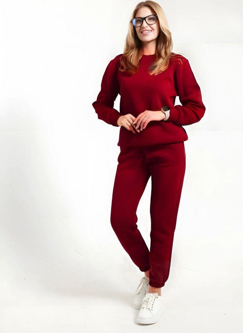 Sweatshirt Jogger Beli Ve Paçası Lastikli Kadın 3 İplik Eşofman Takımı Pamuklu