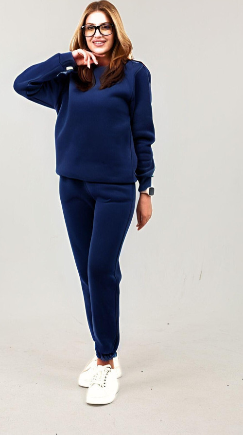Sweatshirt Jogger Beli Ve Paçası Lastikli Kadın 3 İplik Eşofman Takımı Pamuklu