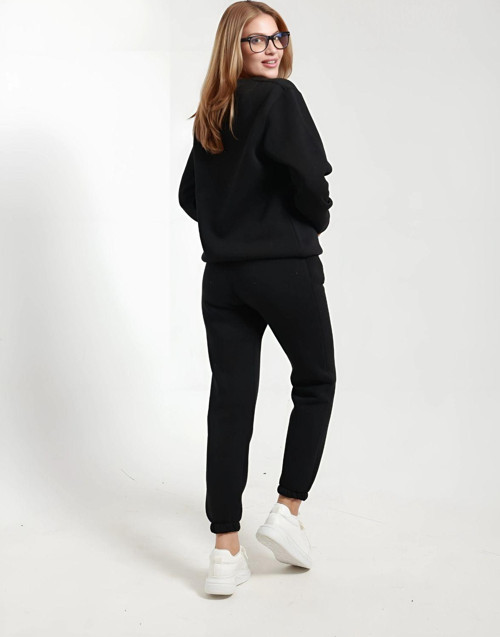 Sweatshirt Jogger Beli Ve Paçası Lastikli Kadın 3 İplik Eşofman Takımı Pamuklu