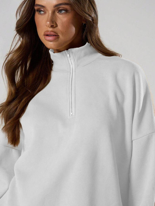 Kadın Yarım Fermuarlı Dik Yaka Kışlık Oversize Yeni Model Kazak