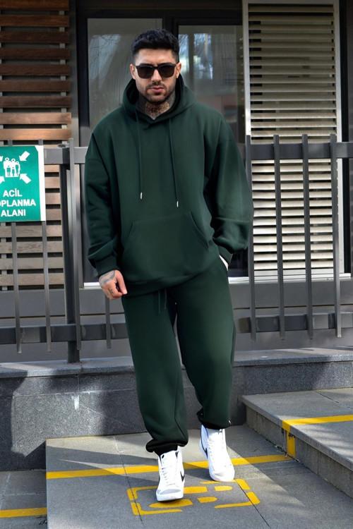 Erkek Kışlık Eşofman Takımı 3 İplik İçi Polarlı Oversize