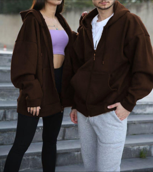 Çiftlere Özel Kahverengi Oversize (Tekli) Couple Hırka