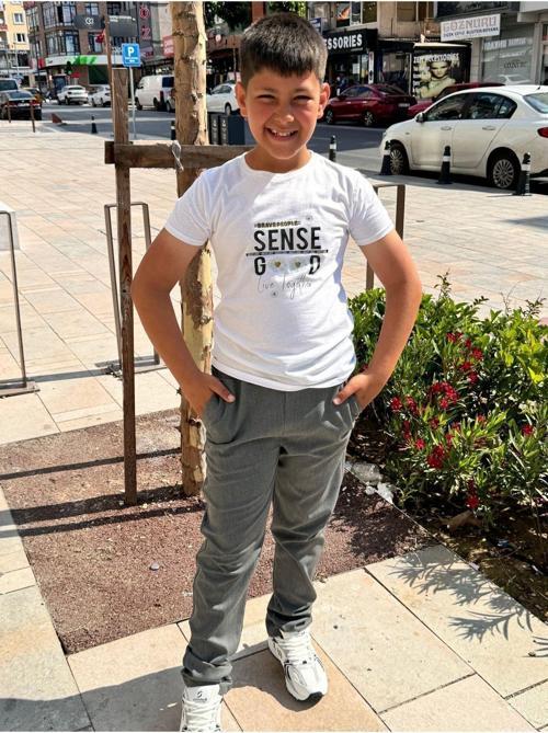 Çocuk Likralı Füme Beli Ribana Lastikli Okul Pantolonu