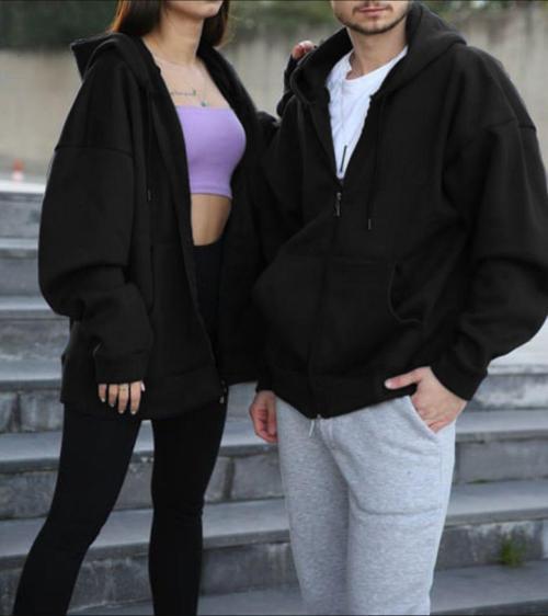 Çiftlere Özel Siyah Oversize (Tekli) Couple Hırka