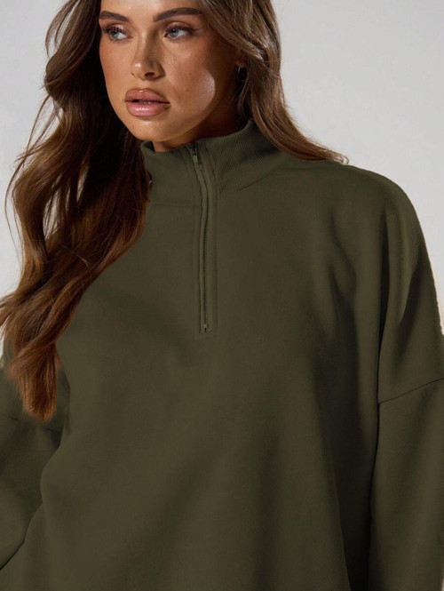 Kadın Yarım Fermuarlı Dik Yaka Kışlık Oversize Yeni Model Kazak