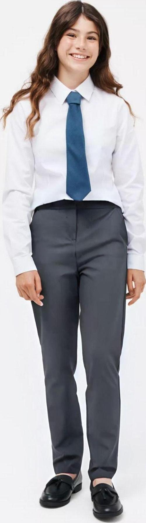 Kız Çocuk Gri Esnek Belli Likralı Kaliteli Kumaş Okul Pantolonu