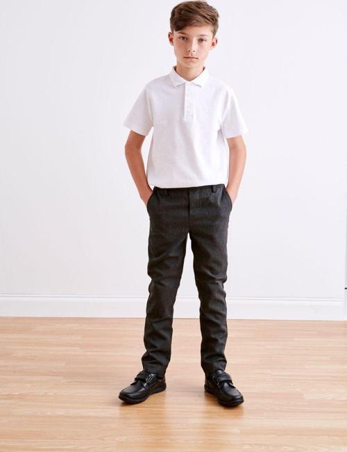 Erkek Esnek Rahat Beli Lastikli Yüksek Bel Okul Pantolonu