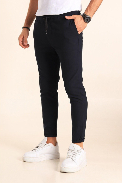 Erkek Beli Lastikli Likralı Duble Jogger Kumaş Pantolon