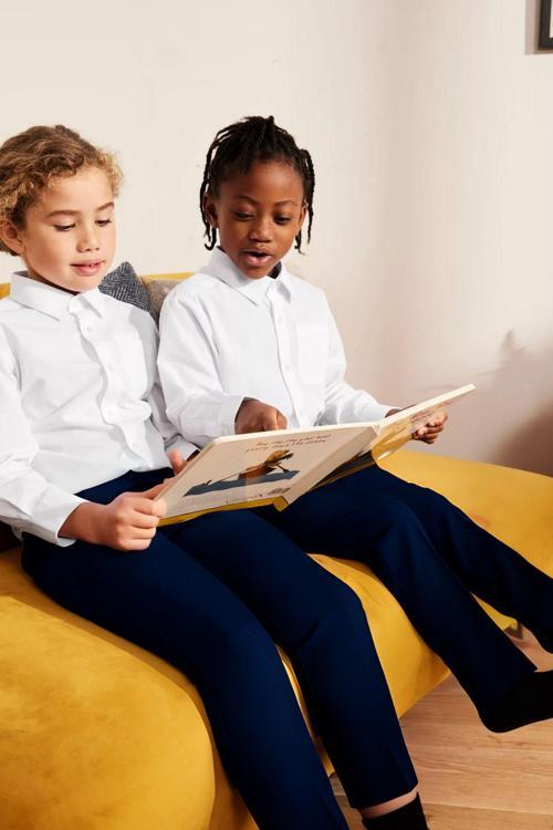 Çocuk Baskısız Düz Rahat Kalıp Likrasız Lacivert Kumaş Ortaokul Okul Pantolonu