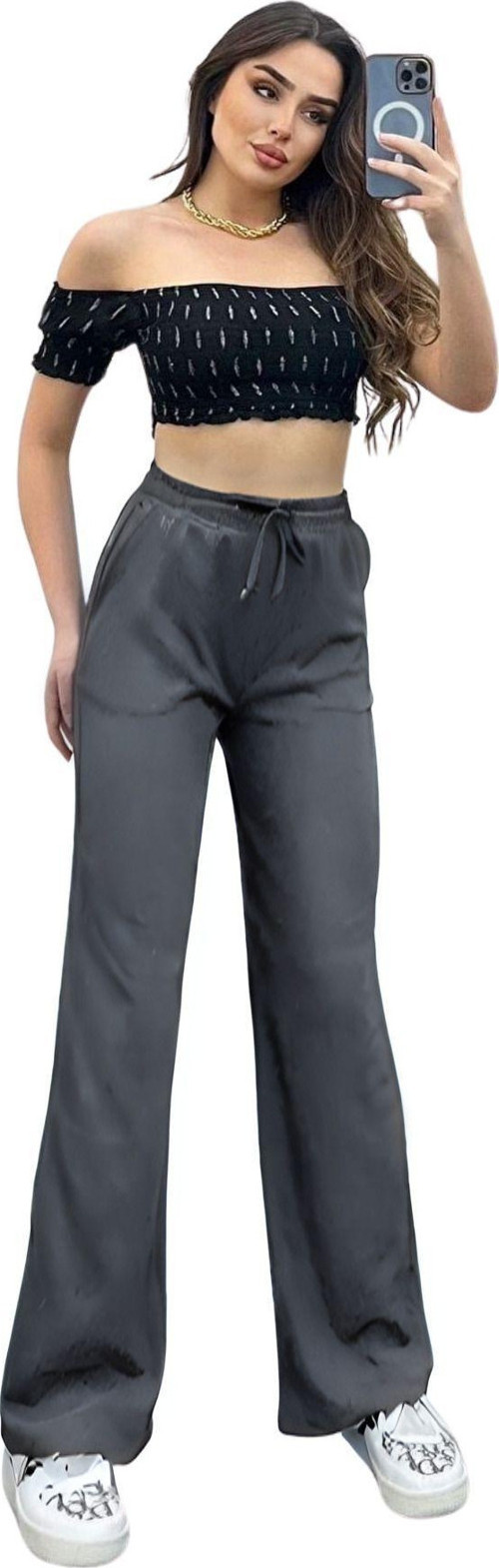 Kadın Palazzo Cepli Süper Yüksek Bel Pantolon Dökümlü Bürümcük