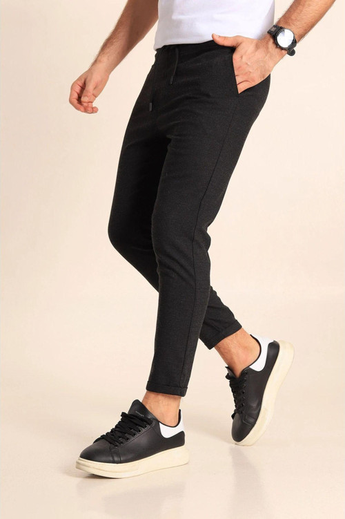 Erkek Beli Lastikli Likralı Duble Jogger Kumaş Pantolon