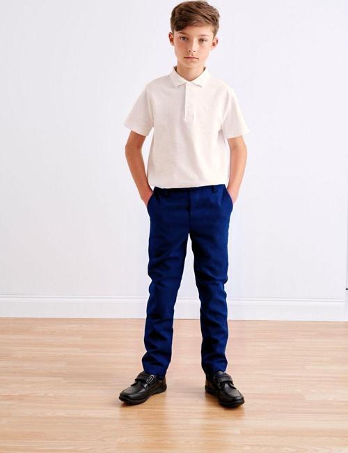 Erkek Eşofman Belli Esnek Rahat Beli Lastikli Yüksek Bel Lacivert Çocuk Okul Pantolonu