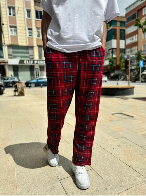 Erkek Ekoseli Kareli Rahat Pijama Altı