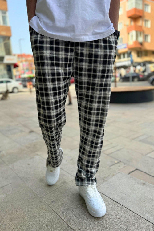 Erkek Ekoseli Kareli Rahat Pijama Altı
