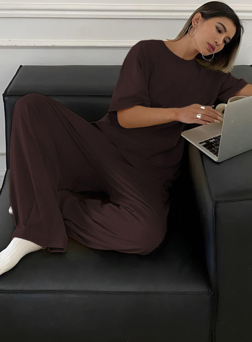 Kadın Bisiklet Yaka Yazlık Kısa Kollu Pijama Takımı