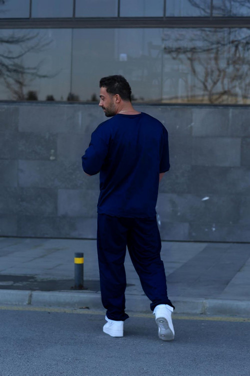 Erkek Kısa Kollu Pijama Takımı Bisiklet Yaka Tok Kumaş