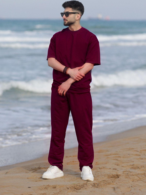 Erkek Kısa Kollu Pijama Takımı Bisiklet Yaka Salaş