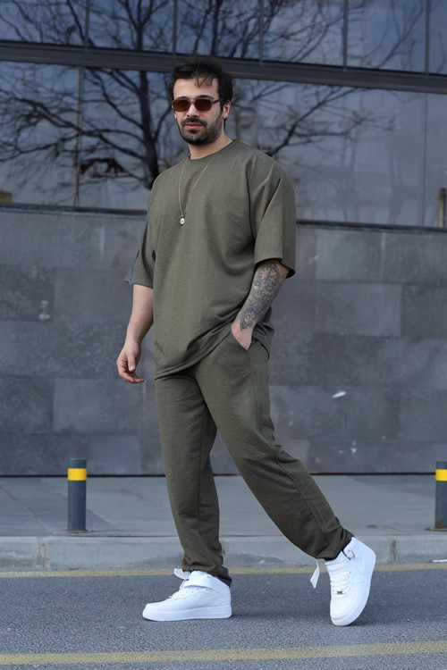 Erkek Gündelik Kısa Kollu T-Shirt Pijama Takımı