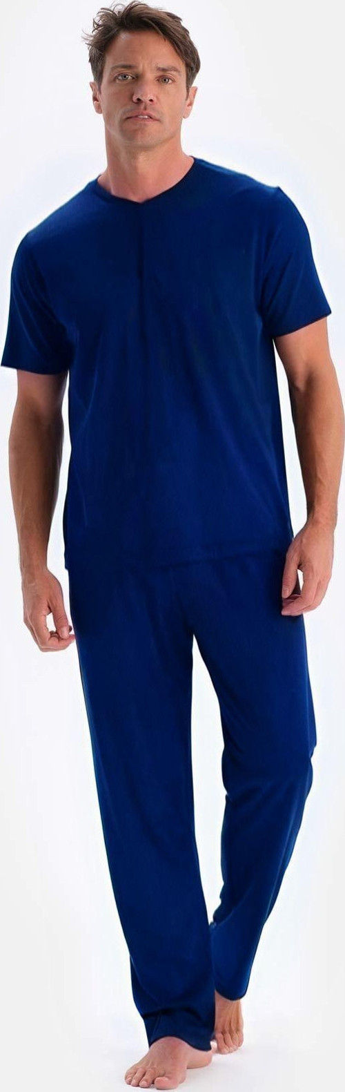 Erkek Lacivert Batik Yazlık Rahat Pijama Takımı