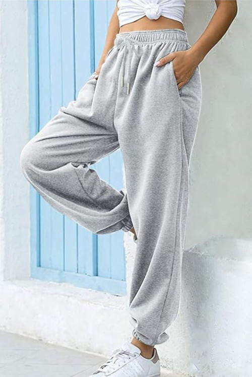 Kadın Gri Kalın İçi Polarlı Basic Jogger Örme Eşofman Altı