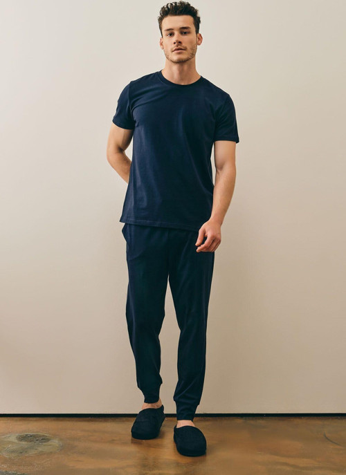 Erkek Lacivert Batik Yazlık Relaxed Pijama Takımı