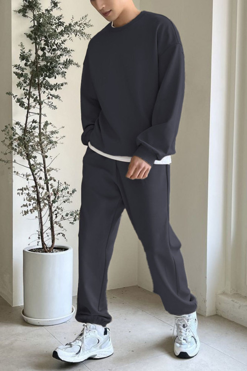 Erkek Bisiklet Yaka Oversize Jogger Paçası Lastikli Alt Üst Eşofman Takımı