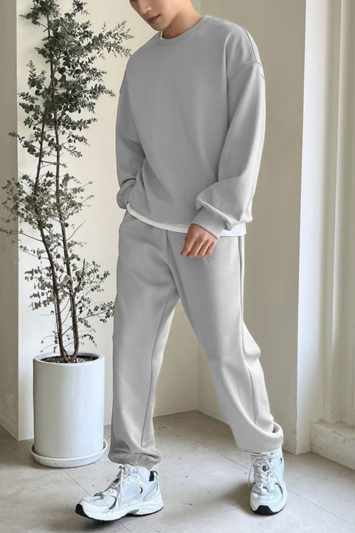 Erkek Bisiklet Yaka Oversize Jogger Paçası Lastikli Alt Üst Eşofman Takımı