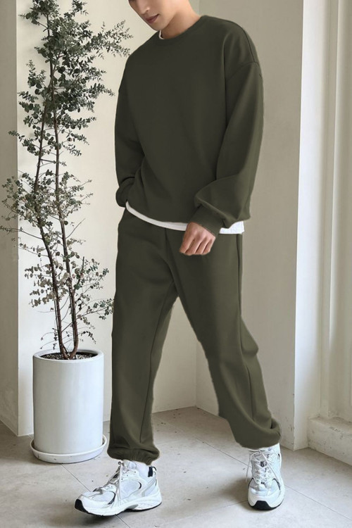 Erkek Bisiklet Yaka Oversize Jogger Paçası Lastikli Alt Üst Eşofman Takımı
