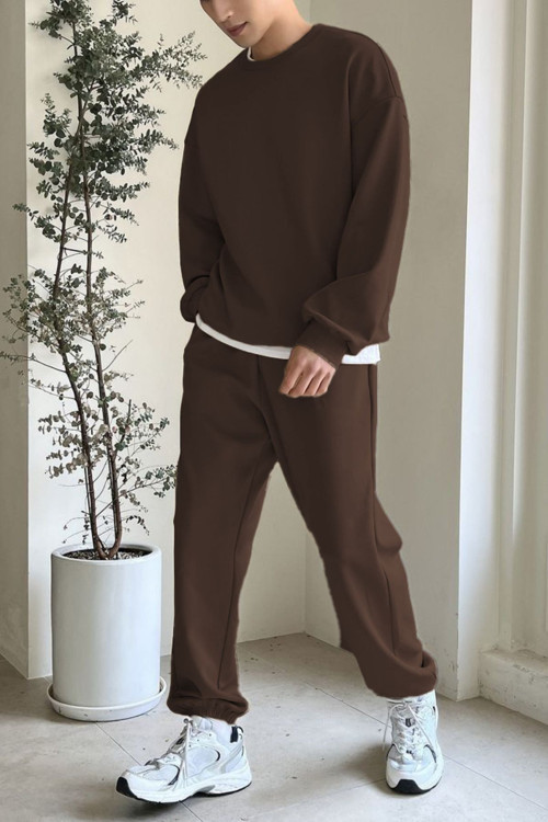 Erkek Bisiklet Yaka Oversize Jogger Paçası Lastikli Alt Üst Eşofman Takımı