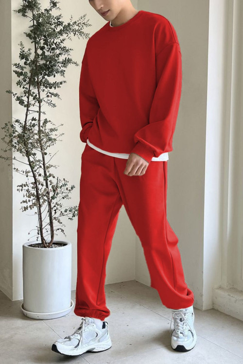 Erkek Bisiklet Yaka Oversize Jogger Paçası Lastikli Alt Üst Eşofman Takımı