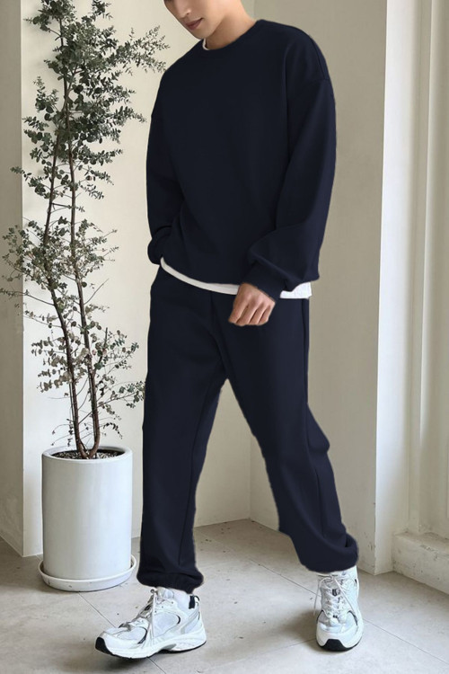 Erkek Bisiklet Yaka Oversize Jogger Paçası Lastikli Alt Üst Eşofman Takımı