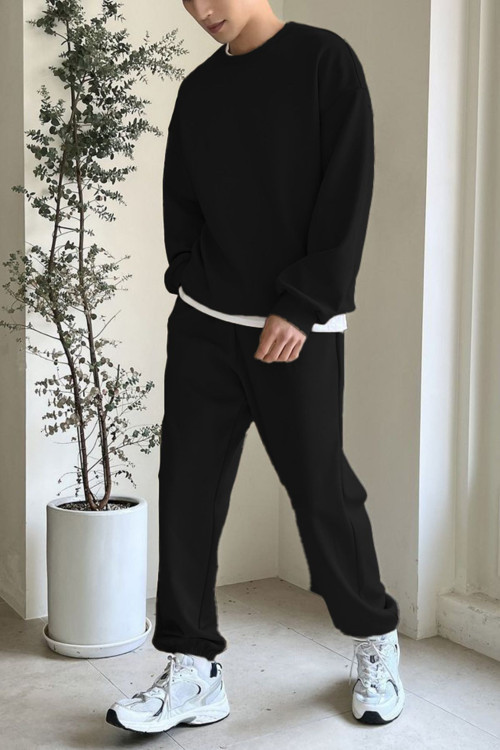 Erkek Bisiklet Yaka Oversize Jogger Paçası Lastikli Alt Üst Eşofman Takımı