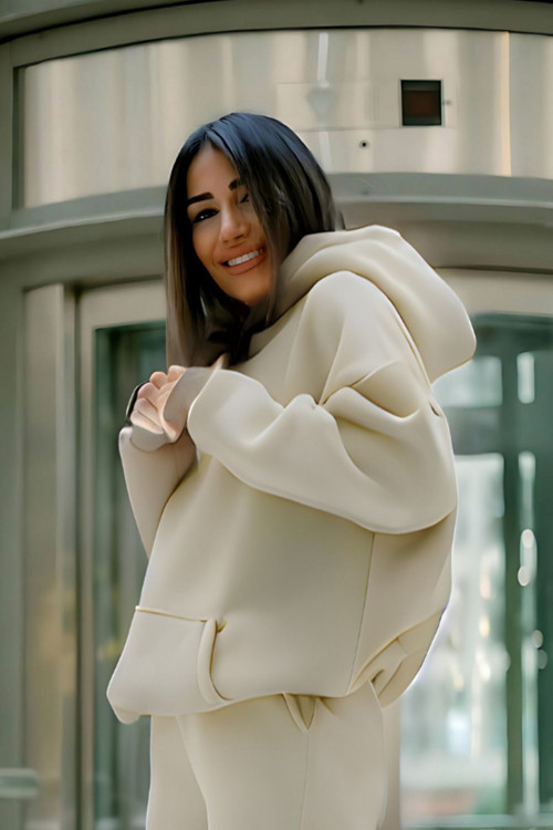 Kadın Pamuklu Bisiklet Yaka Sweatshirt