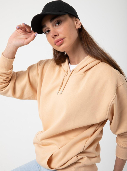 Kadın 3 İplik Kapşonlu Kanguru Cep 3 İplik Sweatshirt