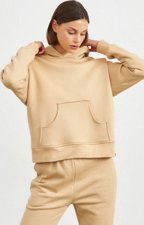 Kadın Kapşonlu Kanguru Cep Sweatshirt Hoodie