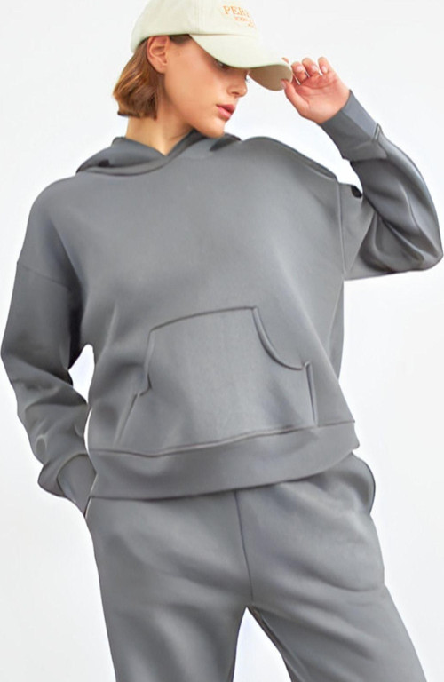 Kadın Kapşonlu Kanguru Cep Sweatshirt Hoodie