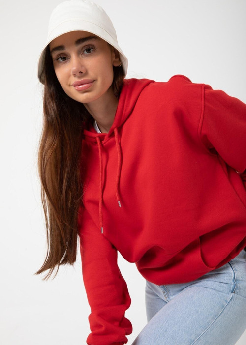 Kadın 3 İplik Kapşonlu Kanguru Cep 3 İplik Sweatshirt
