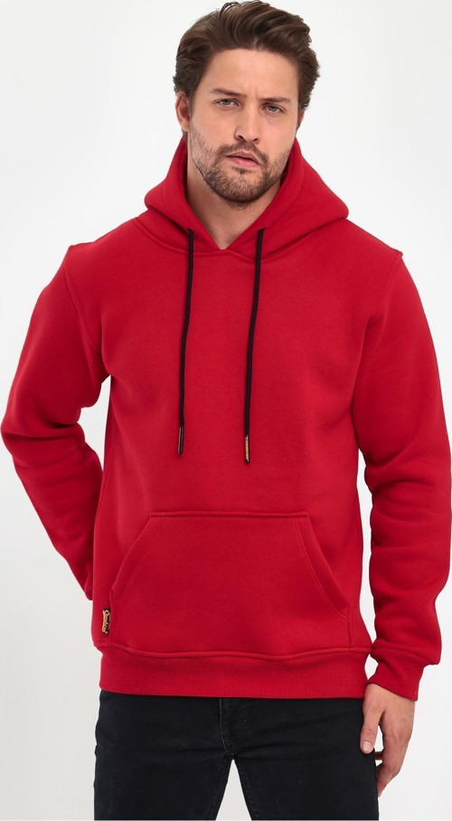 Erkek Kapşonlu Kanguru Cepli 3 İplik Kalın Sweatshirt