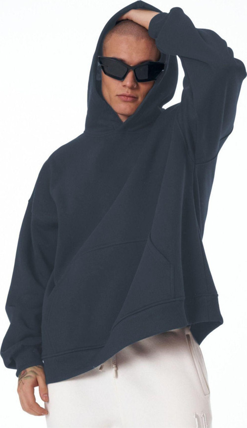 Erkek Bol Kesim Oversize 3 İplik İçi Pamuklu Şardonlu Kanguru Cep Kapşonlu Kışlık Hoodie Sweatshirt